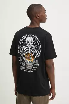 Хлопковая футболка Vans, черный