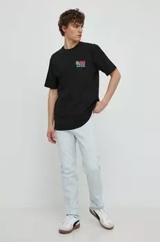 Хлопковая футболка Vans, черный