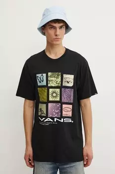 Хлопковая футболка Vans, черный