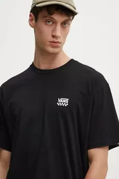 Хлопковая футболка Vans, черный