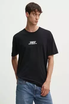 Хлопковая футболка Vans, черный
