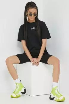 Хлопковая футболка Vans, черный