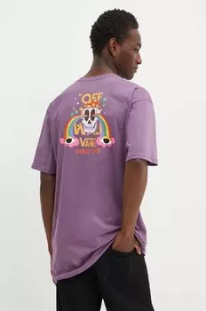 Хлопковая футболка Vans, фиолетовый