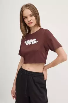 Хлопковая футболка Vans, коричневый