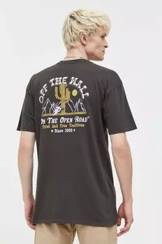 Хлопковая футболка Vans, серый