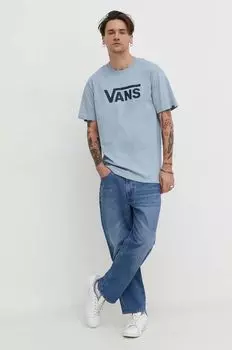 Хлопковая футболка Vans, синий