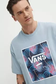 Хлопковая футболка Vans, синий