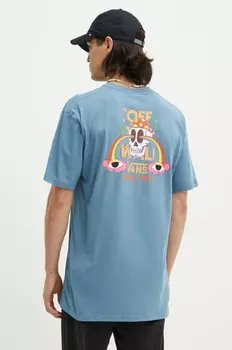 Хлопковая футболка Vans, синий