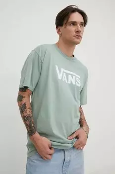 Хлопковая футболка Vans, зеленый