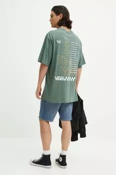 Хлопковая футболка Vans, зеленый