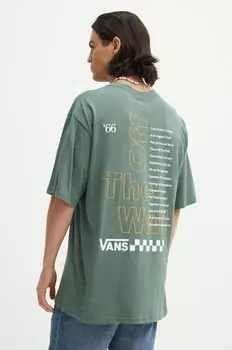 Хлопковая футболка Vans, зеленый