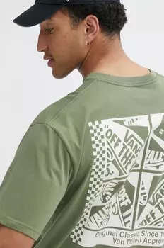 Хлопковая футболка Vans, зеленый