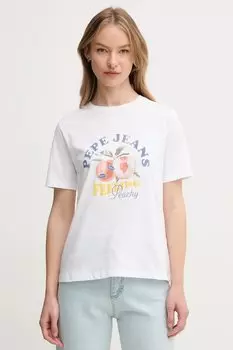 Хлопковая футболка Venusa Pepe Jeans, белый