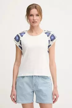 Хлопковая футболка Verenice Pepe Jeans, белый