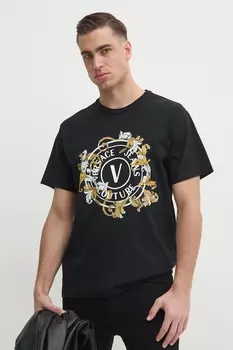 Хлопковая футболка Versace Jeans Couture, черный