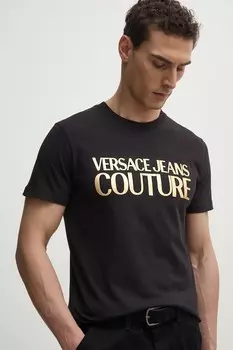 Хлопковая футболка Versace Jeans Couture, черный
