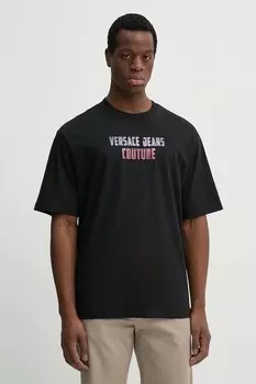 Хлопковая футболка Versace Jeans Couture, черный