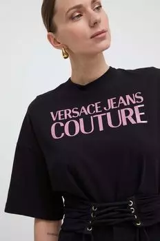 Хлопковая футболка Versace Jeans Couture, черный