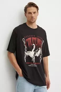 Хлопковая футболка Versace Jeans Couture, черный