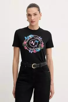 Хлопковая футболка Versace Jeans Couture, черный