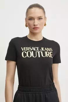 Хлопковая футболка Versace Jeans Couture, черный