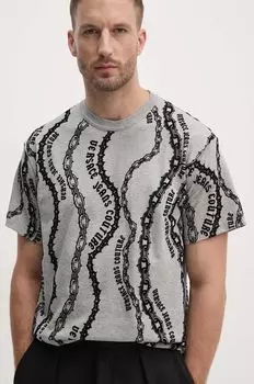Хлопковая футболка Versace Jeans Couture, серый