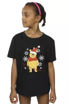 Хлопковая футболка «Винни-Пух с пожеланиями зимы» Disney, черный