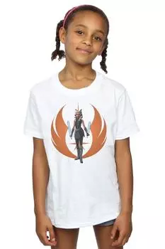 Хлопковая футболка «Войны клонов» Асока в позе повстанца Star Wars, белый