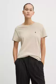 Хлопковая футболка Volcom, бежевый