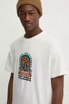 Хлопковая футболка Volcom, бежевый