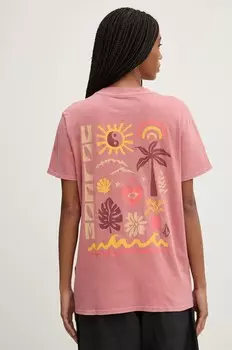 Хлопковая футболка Volcom, розовый