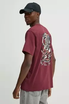 Хлопковая футболка Volcom, розовый