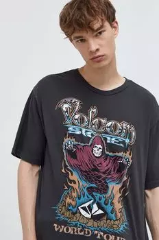 Хлопковая футболка Volcom, серый