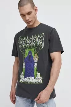Хлопковая футболка Volcom, серый