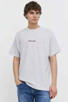 Хлопковая футболка Volcom, серый