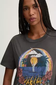 Хлопковая футболка Volcom, серый