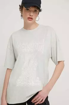 Хлопковая футболка Volcom, зеленый