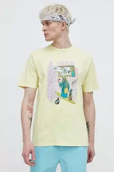 Хлопковая футболка Volcom, желтый