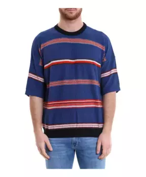 Хлопковая футболка в красочную полоску Roberto Collina, синий