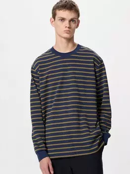 Хлопковая футболка в полоску airism Uniqlo, синий