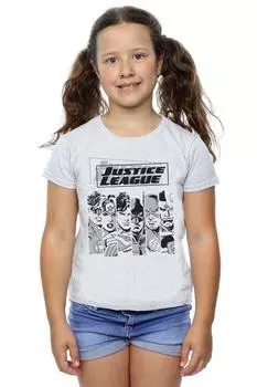 Хлопковая футболка в полоску «Лига справедливости» DC Comics, серый