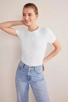 Хлопковая футболка в рубчик Boden, белый