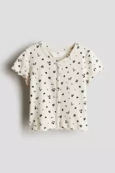 Хлопковая футболка в рубчик H&M, белый