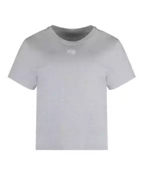 Хлопковая футболка в рубчик с круглым вырезом Alexander Wang, серый