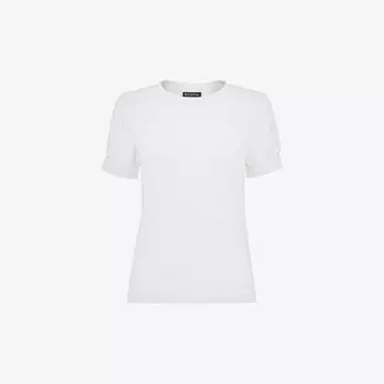 Хлопковая футболка в рубчик с объемными рукавами Whistles, белый