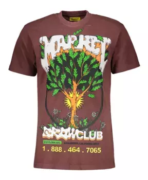 Хлопковая футболка в рубчик с принтом Market, коричневый