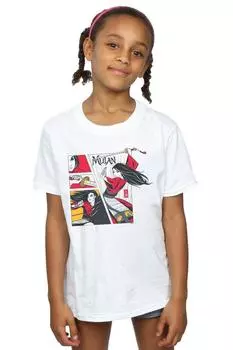 Хлопковая футболка в стиле комиксов «Мулан» Disney, белый