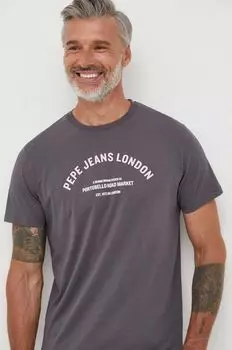 Хлопковая футболка Waddon Pepe Jeans, серый