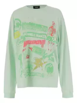 Хлопковая футболка We11done, зеленый