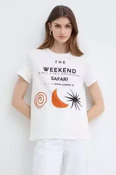 Хлопковая футболка Weekend Max Mara, бежевый